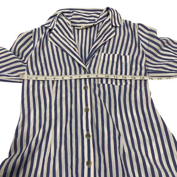 Pilcro and the Letterpress Blue White Striped Button Up Tie Back Blouse Size 6 - Picture 9 of 10